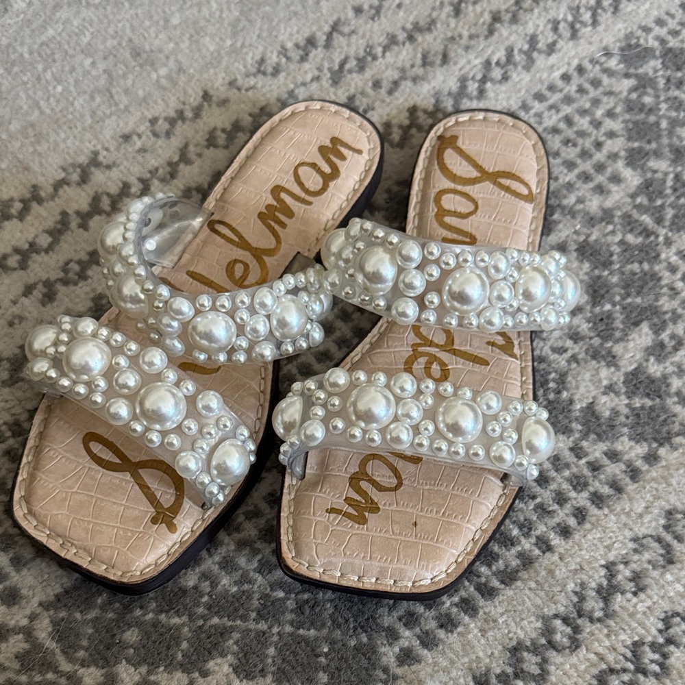 Sam Edelman Pearl Embellished Sandals - Cream